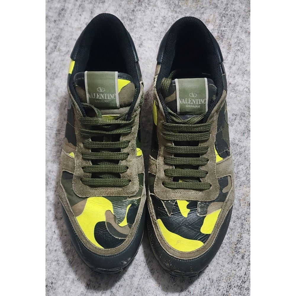 Valentino Men's Rockrunner Olive Black Camo Sneakers  Size EU 41/US 8 6189